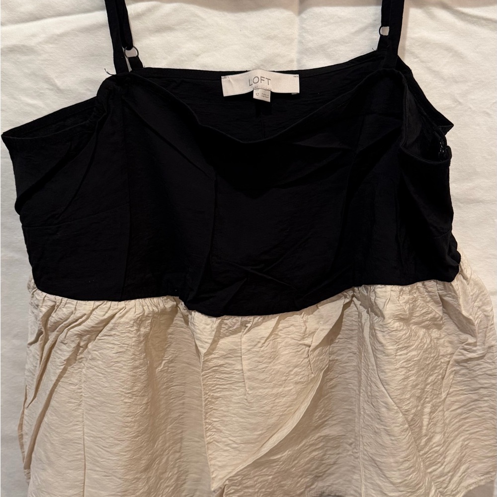 LOFT Black and Cream Two-Tone Top
